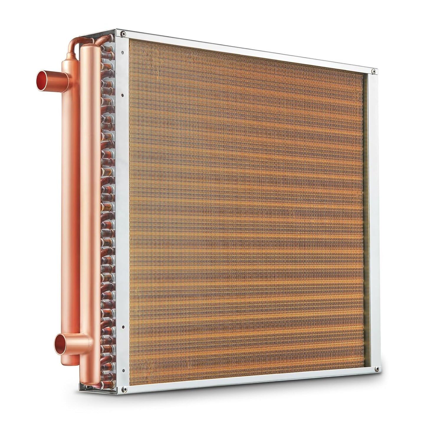 VEVOR Scambiatore di Calore Acqua-Aria, con Alette in Alluminio 242 per Forni a Legna Esterno, Riscaldamento e Raffreddamento Residenziale ad Aria Forzata Porte Rame 3 File 9,53 mm 50,8 x 50,8 cm