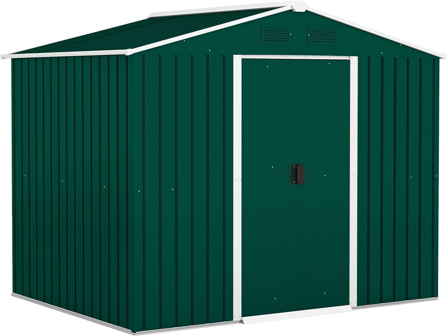Outsunny Casetta da Giardino 3.6m2 in Acciaio Zincato con Prese d'Aria, Capanno da Giardino con Tetto Inclinato, Doppie Porte Scorrevoli Bloccabili, Capanno Porta Attrezzi, 236x174x190cm, Verde