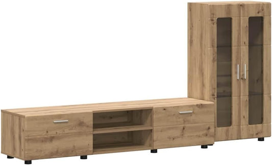 Generico Set Mobile TV con cassetto Rovere Artigianale Legno Multistrato,Mobili,Set di mobili,Set di mobili per Salotto,Marrone,73.26 kg,3397943