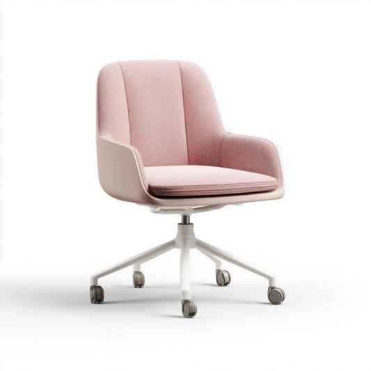 Sedia da Ufficio Girevole con Rivestimento in Tessuto Rosa