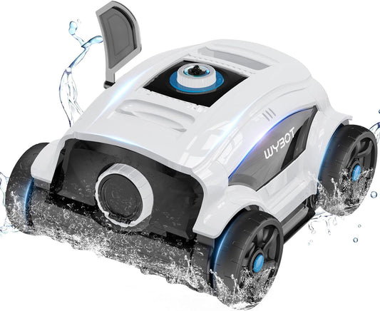 WYBOT Robot per Piscina 130 Minuti di Funzionamento Autonomo, Aspirapolvere per Piscina a Batteria con Double Motore, Pulitore per Piscina Fuori Terra/Piscina Interrate a Fondo Piatto Fino a 100 m2