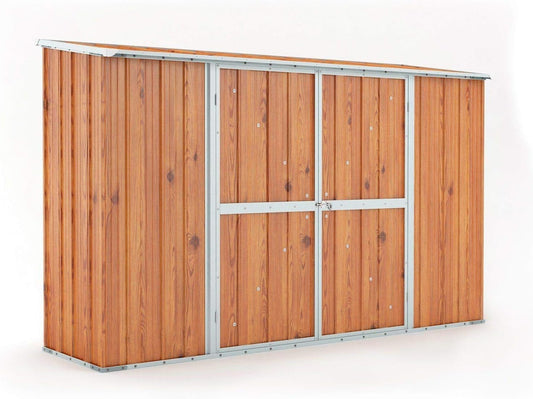 Notek Box in Acciaio Zincato Casetta da Giardino in Lamiera 3.07 x 1.00 m x h1.92 m - 67 kg ¨C 3,07 Metri Quadri ¨C Legno