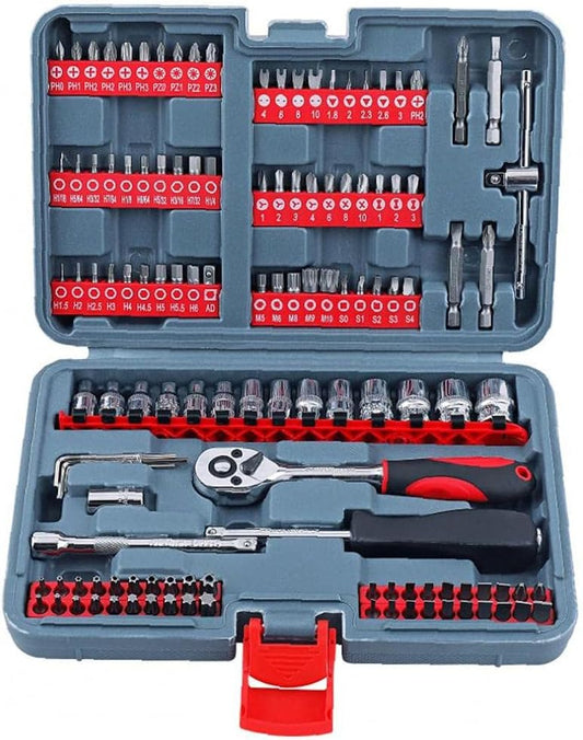 SePkus Set di bussole metriche per unit¨¤ Chiave a cricchetto a sgancio rapido 1/4 Set di Attrezzi Meccanici per riparazioni Auto Meccanico Rosso 126 Pezzi, Set di Strumenti Set di Strumenti