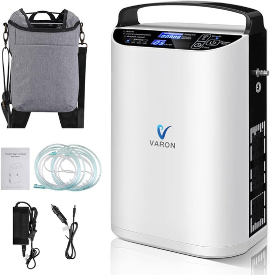 93%¡À3% Concentratore di Ossigeno Portatile, 1-5 Marce Flusso di Ossigeno Regolabile, Generatore di Ossigeno, Oxygen Concentrator per uso Domestico e da Viaggio