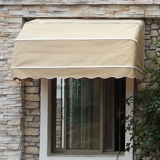 Awning for Doors and Windows - Fixed Outdoor Waterproof Rain Snow Canopy Canopy with Aluminium Frame for Porch Decoration (Colour: Khaki, Size : 140 x 80 x 80 cm)