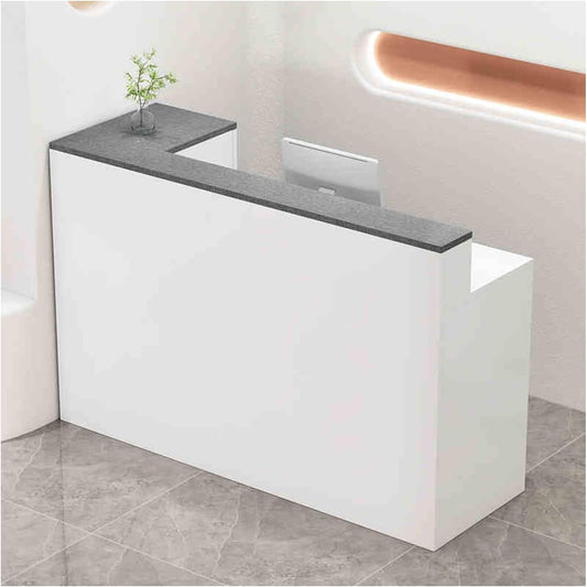 Scrivania da ufficio moderna in rovere bianco, 140 cm, per abbigliamento e mini mercato, design semplice ed elegante, configurazione giusta per spazi di lavoro eleganti