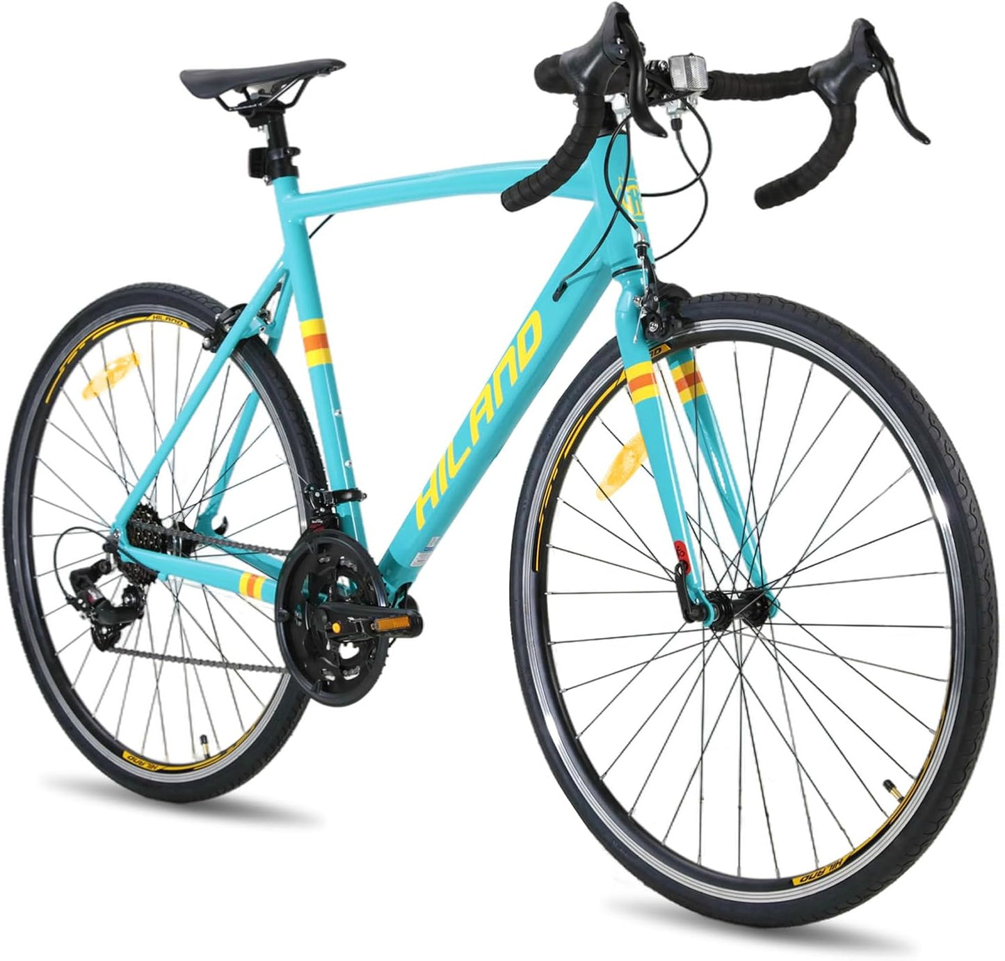 HILAND Daring Bici da Citt¨¤ e da Pendolare 28¡±, 14 Velocit¨¤, Telaio in Alluminio da 49/53/57 cm, 700C Bicicletta Stradale per Uomo e Donna, Freni Caliper, Nero/Rosso/Verde