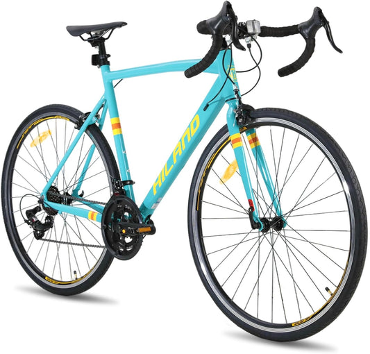 HILAND Daring Bici da Citt¨¤ e da Pendolare 28¡±, 14 Velocit¨¤, Telaio in Alluminio da 49/53/57 cm, 700C Bicicletta Stradale per Uomo e Donna, Freni Caliper, Nero/Rosso/Verde