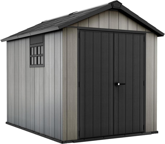 Keter Casetta da Giardino Oakland 759, Effetto Legno Spazzolato, Grigio, 6 m2, 229x287x242H cm