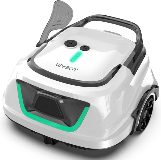 (Aggiornamento 2025)WYBOT A1 Robot Piscina, Autonomia 120 Min, Robot Piscina Senza Fili con Doppio Filtro per Piscine Fuori Terra Fino a 100 m2,2,5 Ore di Carica Completa Veloce(Verde Bianco Perlato)