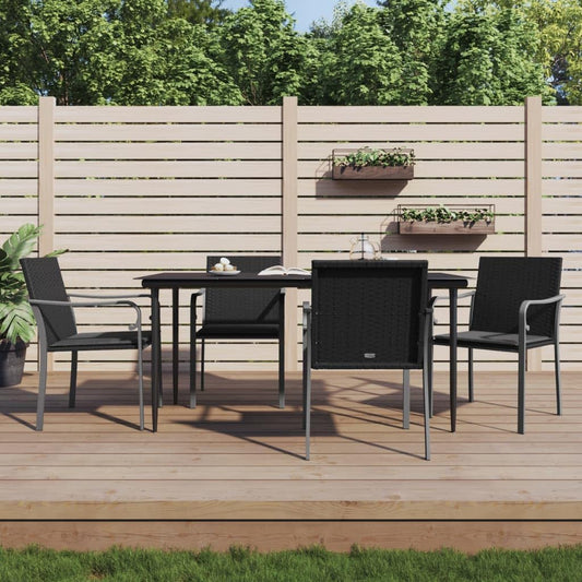 Set di mobili da giardino, 5 pezzi, con cuscino, in rattan e acciaio, per cortili, terrazze, balconi, bordi a piscina