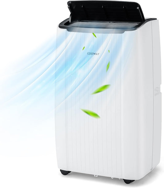 COSTWAY Condizionatore Portatile Caldo e Freddo, 12000BTU/3,5kW, 6 in 1 Con Raffreddamento, Riscaldamento, Ventola, Deumidificazione, Modalit¨¤ Notturna e WiFi, 24H Timer, R290 (12000BTU|42m2)