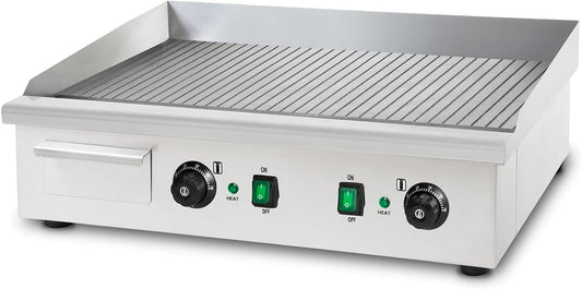 Piastra per griglia elettrica professionale, potenza 4400 watt, alloggiamento in acciaio inox, temperatura regolabile da 50 a 300¡ãC, griglia plancha elettrica con superficie 74x41cm