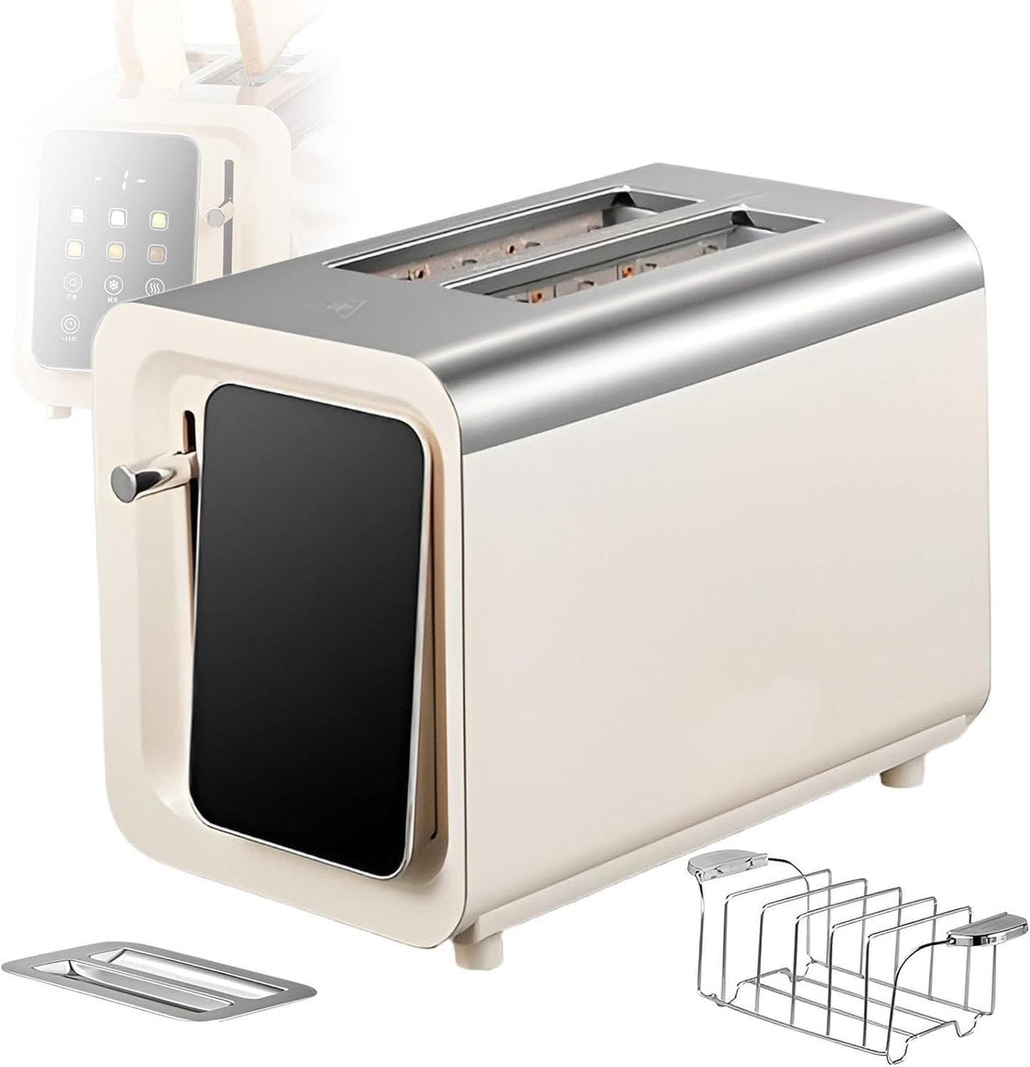 Tostapane per sandwich, tostapane commerciale, 6 tipi di pane, con grill e copertura antipolvere, funzionamento touch screen, per colazioni in bar, hotel e ristoranti