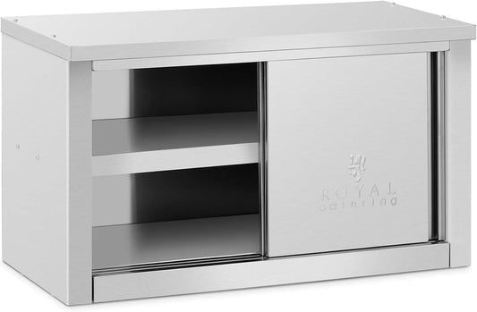Royal Catering RCAT-90/40/50-C - Armadietto pensile 900 x 400 x 500 mm, capacit¨¤ di carico per scomparto 60 kg, pensile per cucina, armadio da parete (acciaio inossidabile, 2 ante scorrevoli)