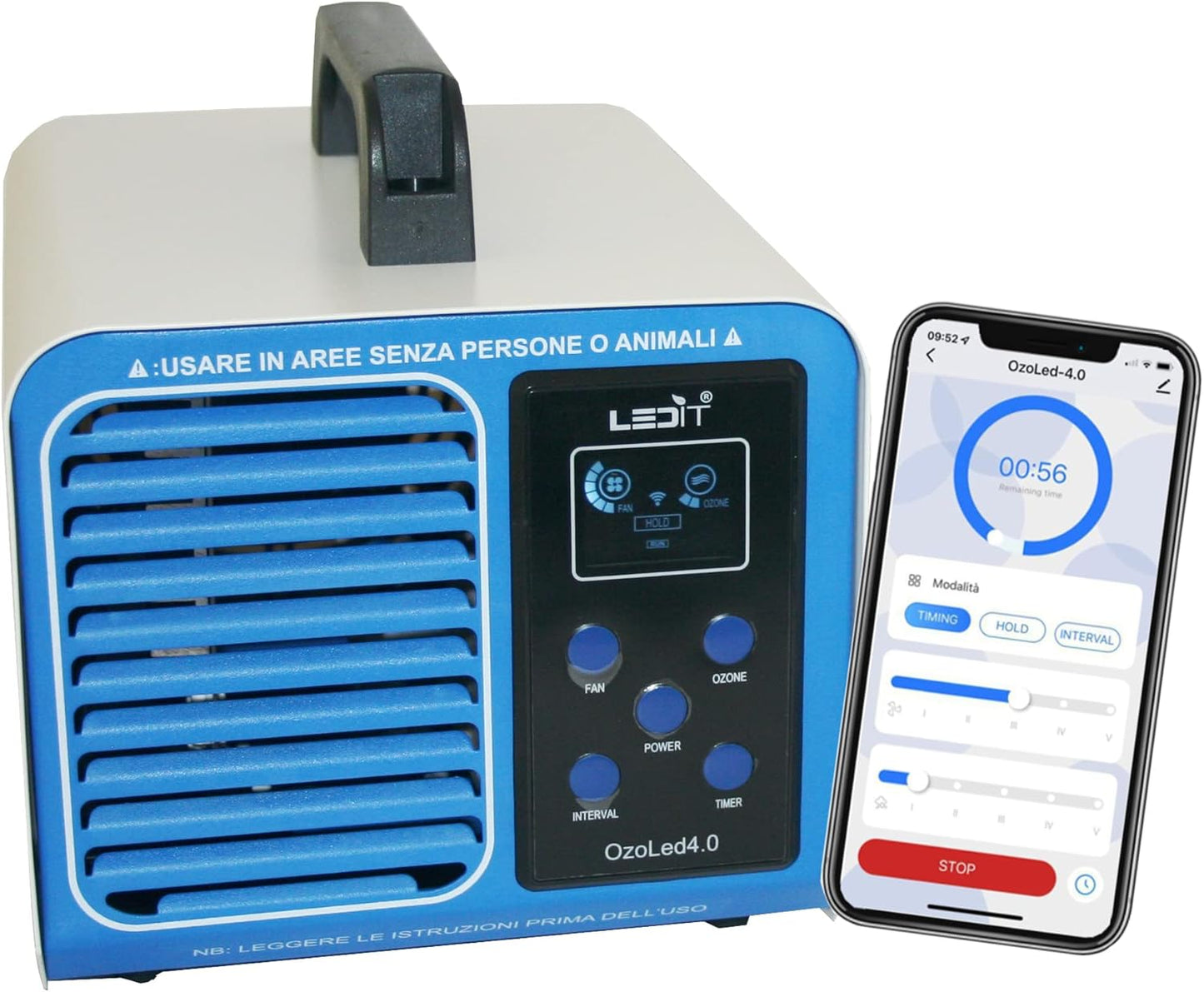 LEDIT Generatore Ozono Domotico 4.0 10.000mg/h Progettato in Italia¨COzonizzatore Professionale 0-200 m2 ¨CPurificatore d¡¯Aria Certificato CECNR¨CTimer,Controllo Remoto App,Uffici Garage Auto Casa Hotel