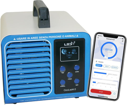 LEDIT Generatore Ozono Domotico 4.0 10.000mg/h Progettato in Italia¨COzonizzatore Professionale 0-200 m2 ¨CPurificatore d¡¯Aria Certificato CECNR¨CTimer,Controllo Remoto App,Uffici Garage Auto Casa Hotel