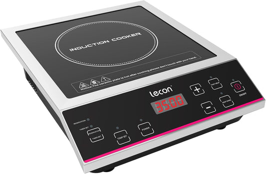 Lecon - Piano cottura a induzione, 3500 W, con timer on/off e funzione isolante, grande capacit¨¤ di carico 50 kg, alloggiamento in acciaio inox, controllo a temperatura, piano cottura