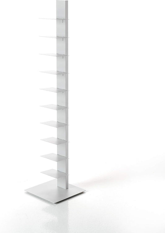 ZStyle BBB ITALIA Libreria SAPIENS a Colonna Verticale In Metallo, Scaffale Autoportante Con Ripiani In Acciaio (152 cm, Bianco)