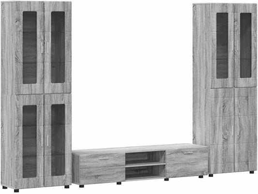 Generico Set Mobile TV con cassetto Grigio Sonoma Legno Multistrato,Mobili,Set di mobili,Set di mobili per Salotto,Grigio,126.02 kg,3398010